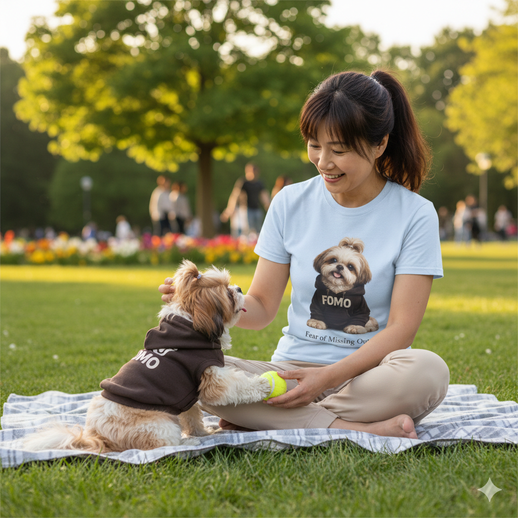 FOMO  ShihTzu Puppy T-Shirt – 'Fear of Missing Out' Graphic Tee
