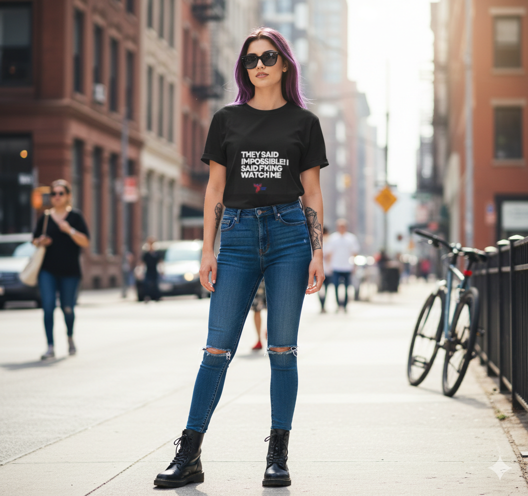 Motivational Tee — "They Said Impossible I Said F**king Watch Me" Inspirational Graphic T-Shirt